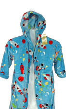 NWT - Kids Hooded Plush Robe " Astronaut " theme, Pockets and Belted, Youth 5/6