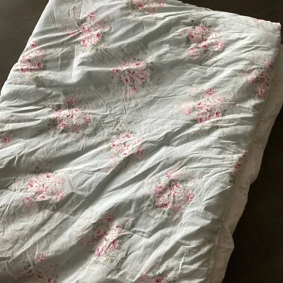 ПРОСТО ПОТЕРТЫЙ ШИК Туманный Синий Цветочные Розы ДВОЙНОЕ Одеяло G3D - Изображение 2 из 4