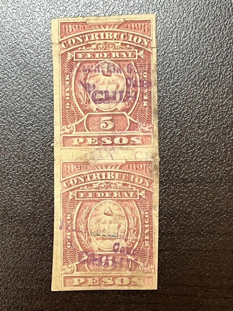 Mexico 1895-96 *Back of Book* Imperforate Pair Used 9X640A