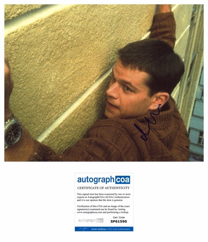 Matt Damon Signed The Bourne Identity Jason Bourne AUTOGRAPH Signed 10x8” ACOA