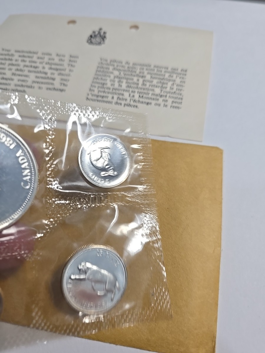 1967 Canadian Proof-like Mint Set 6 Coin Set With Envelope 80
