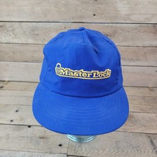Vintage Master Lock Snapback Hat PACO Inc USA Made Blue Advertising Cap