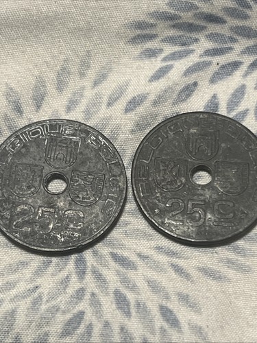 2 Piezas De 1943 Belgique - Belgie 25 Céntimos - Moneda Buen Estado - Imagen 4 de 7