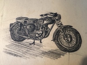 Vintage Painting Drawing Triumph Tiger 110 Motorcycle Signed McCord