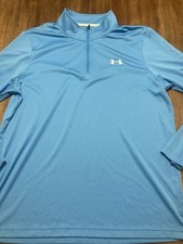 Under Armour HeatGear Mens Large Loose Blue UA Tech 1/4 Zip Long Sleeve Pullover