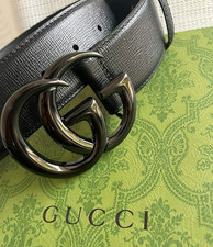 Gucci GG Black Buckle Marmont Wide Leather Belt size 95 cm Fits 32-34 W