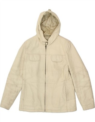 CONBIPEL Damen Lederjacke mit Kapuze IT 46 Large Beige Leder VL10
