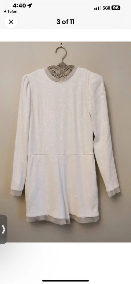 Rachel Zoe White Sequin Jumpsuit Romper Pristine Condition Size 2 Wedding - Image 3 of 3