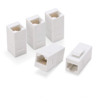 Rapink RJ45 Coupler Inline Adapter Keystone, Female to 5 pcs, White 