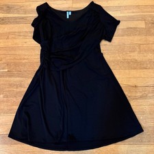 b-slim black jersey midi a-line short sleeve dress size 2X b20