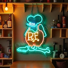 Hot Rod RF Rat Fink LED Neon Sign With Dimmer USB Powered Adjustable Light