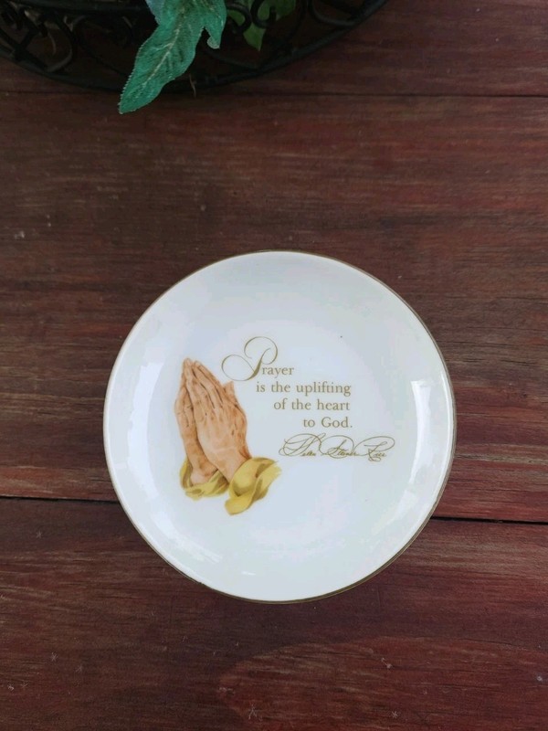 Vintage Helen Steiner Rice Prayer Dish Praying Hands Trinket Plate
