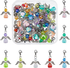 36Pcs 9 Colors Angel Wing Clip on Charms Colorful Acrylic Beads Charm Transparen