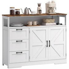 HOMCOM Sideboard Buffet Cabinet with Storage and Power Outlet, White