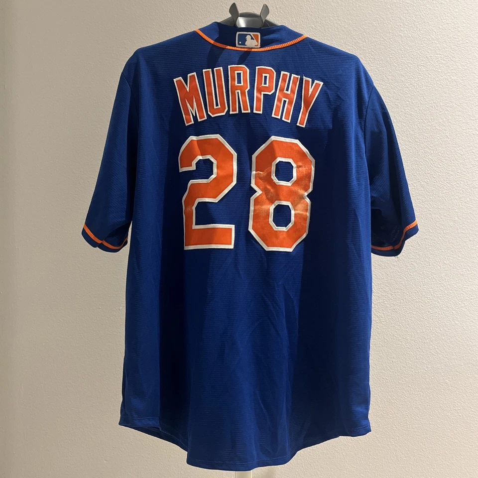 Jersey azul Daniel Murphy Majestic Cool Base New York Mets #28 talla XL para hombre Foto 4 de 4