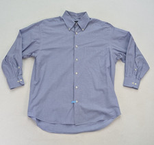 Camicia elegante uomo Oak Hall taglia XL blu a quadri collo abbottonato polsino a botte