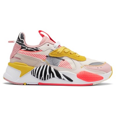 PUMA RsX Unexpected Mixes Striped Zebra Lace Up  Womens Pink, Yellow Sneakers Ca