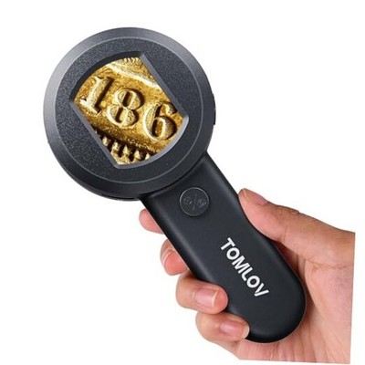 P10 Microscope for Adults Kids, Handheld Coin Magnifier with Light for Black