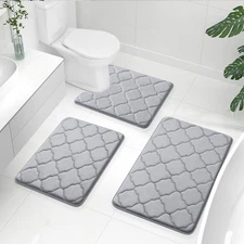 Memory Foam Bath Mat Set of 3 Piece, Bathroom Rugs and Rug U-Shaped, Ultra So...