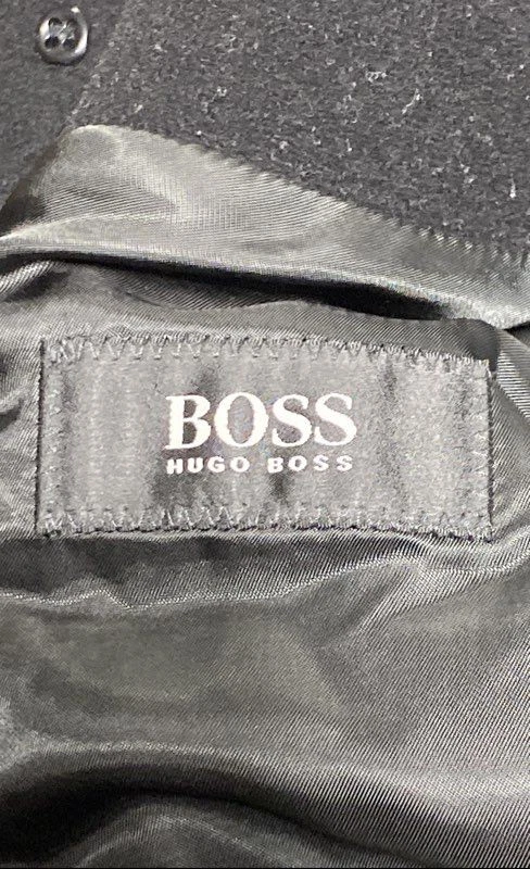 Hugo Boss Men's Black Wool Blend Long Dress Top Coat Overcoat Size 42R - Image 4 of 4