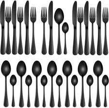 Menagère De 32 Pièces, Set Couverts De Table Noires 8 Personnes