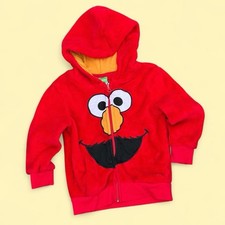Vintage  Sesame Street  Red and yellow Elmo Zip-Up Hoodie size 4t 