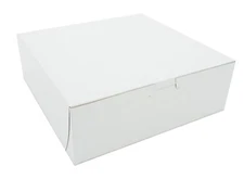 Home 9x9x3 White Bakery Box Sturdy Food Storage Container for Cakes Pastries