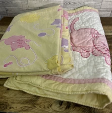 The Company Store Kids Twin Duvet Cover & Sham Cotton Yellow Pink Kitten Cat