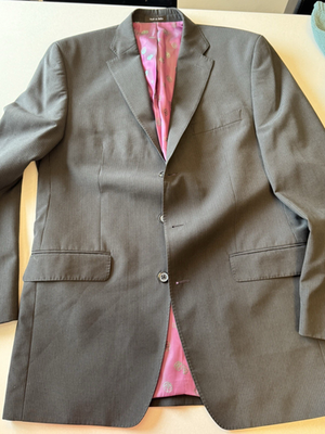#ad Sean John Men#x27;s Suit blazer 40L Gray Jacket w Purple Satin Lining $30.00