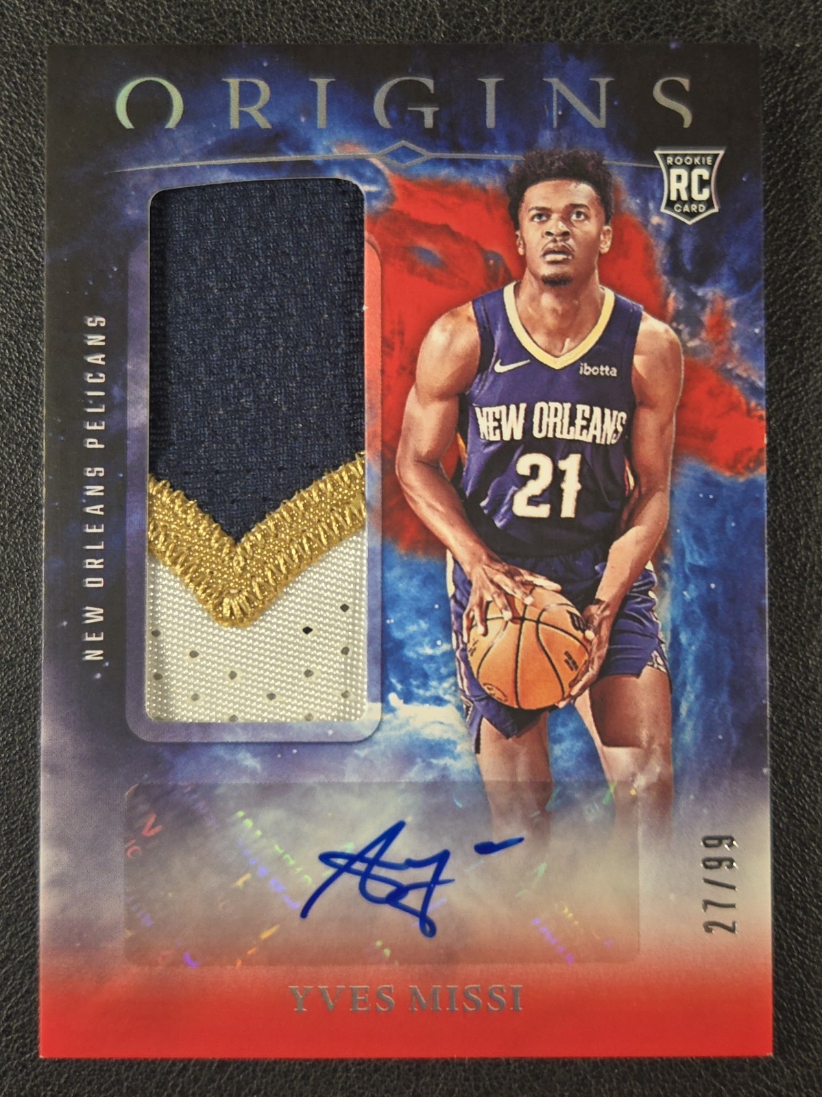 2024-25 Origins Yves Missi Rookie Jersey Auto Red 99 RJA-YMP MEM RPA Pelicans