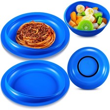 4 Pcs Adaptive Spill Proof Scoop Plates and Bowls with Non Skid Bottom High-L...