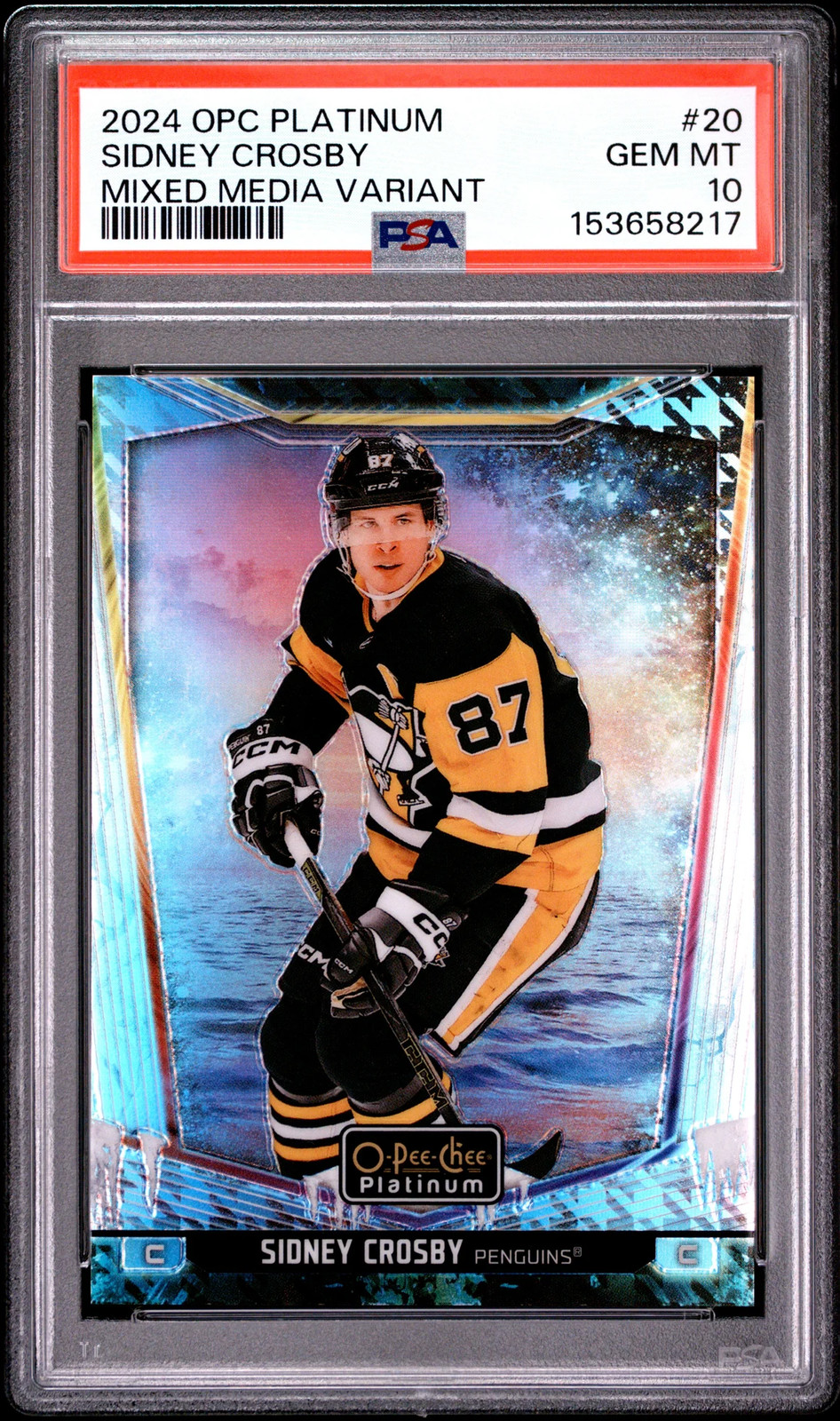 2024/25 O-Pee-Chee Platinum Sidney Crosby #20 Mixed Media Variant PSA 10