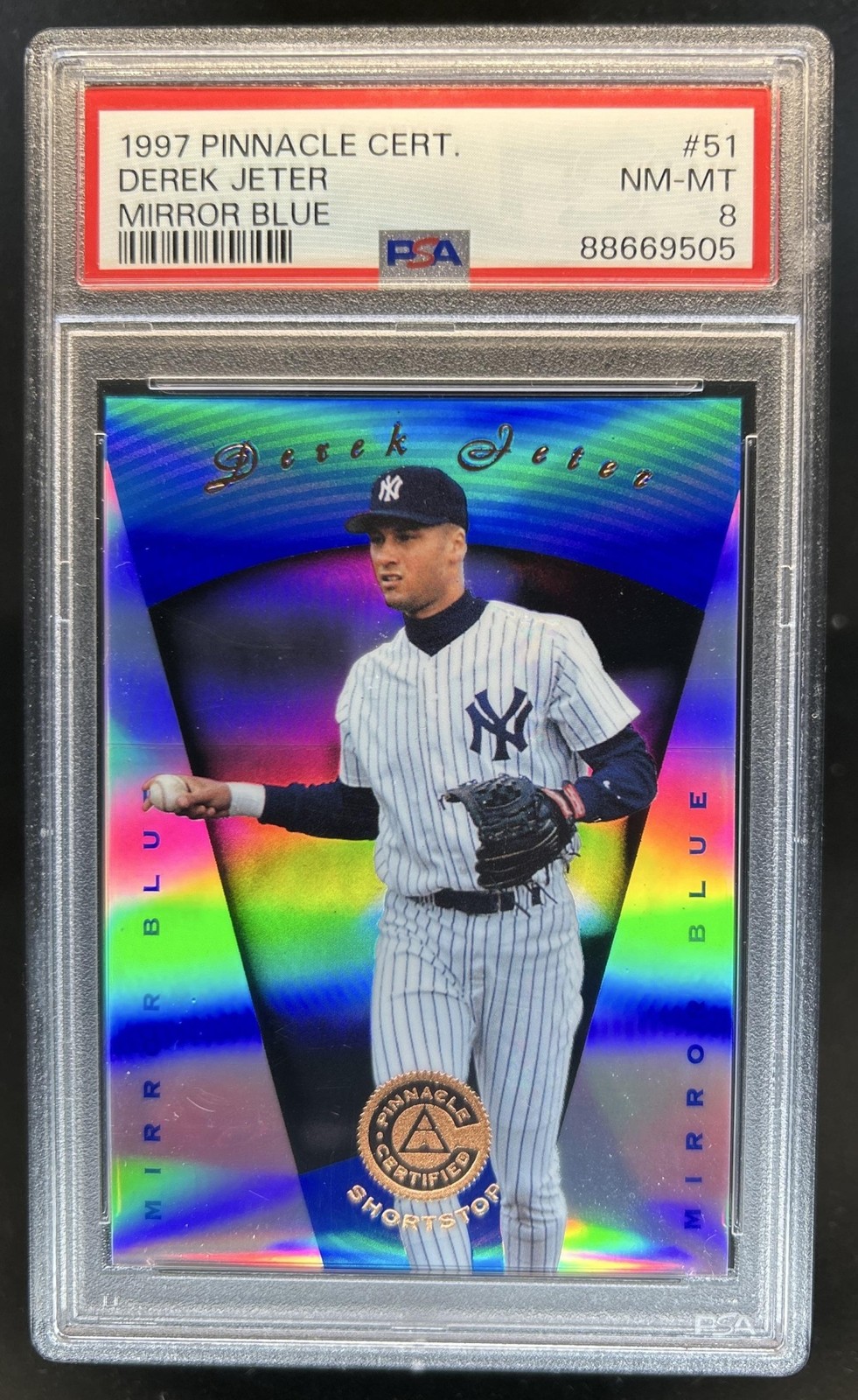 1997 Pinnacle Certified Derek Jeter Mirror Blue #51 New York Yankees PSA 8