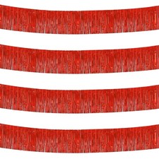 4 Pack 40 Feet Red Tinsel Foil Fringe 30 inch width and 10 feet length,