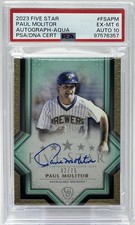 Paul Molitor Auto PSA 6/10  -2023 Topps Five Star ‘Aqua’ /75 Brewers, Twins, HOF