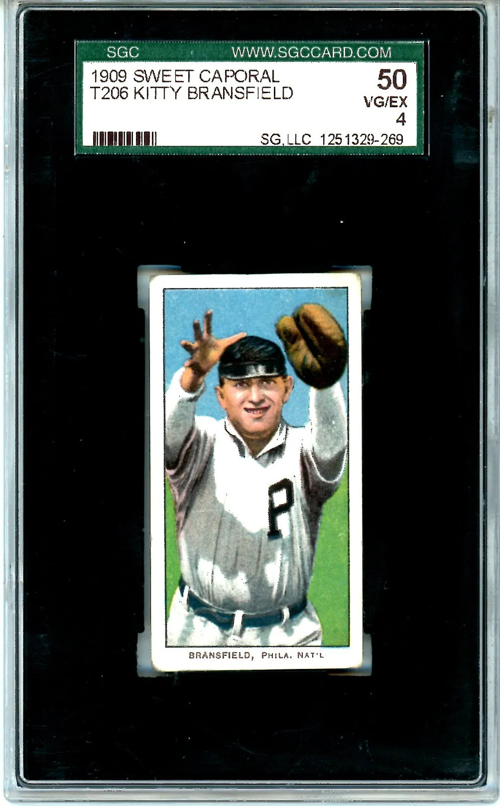 1909 Sweet Caporal (T206) Kitty Bransfield SGC 4 Philadelphia Phillies