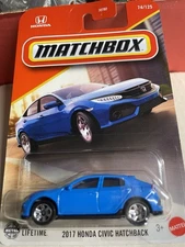 HTF 2025 Matchbox #74 the 2017 Honda Civic Hatchback BOOST BLUE!