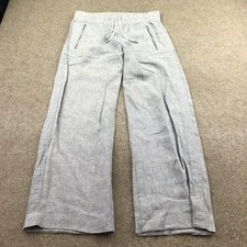 Athleta Pants Womens 4 Blue Cabo Linen Wide Leg Chino Drawstring Travel Casual