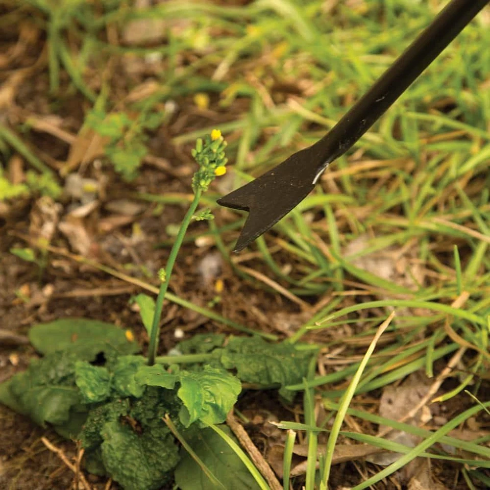 36 in. Desmalezadora de jardín de dos manos con mango largo de madera forjado muy bonita Foto 4 de 4