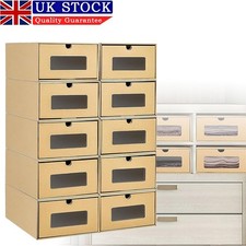 10PCS Foldable Cardboard Shoe Storage Box Stackable Wardrobe Organiser Storage