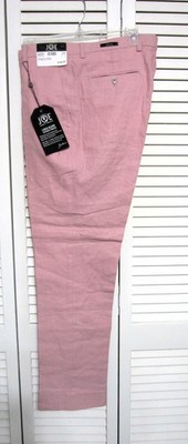 NEW Joseph Abboud 34x30 Pink Linen Blend Textured Slim Fit Dress Mens Pants