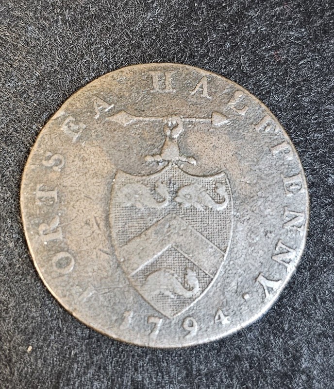 1794 Great Britain Hampshire Portsea Halfpenny Conder Token - Ship / Town Arms