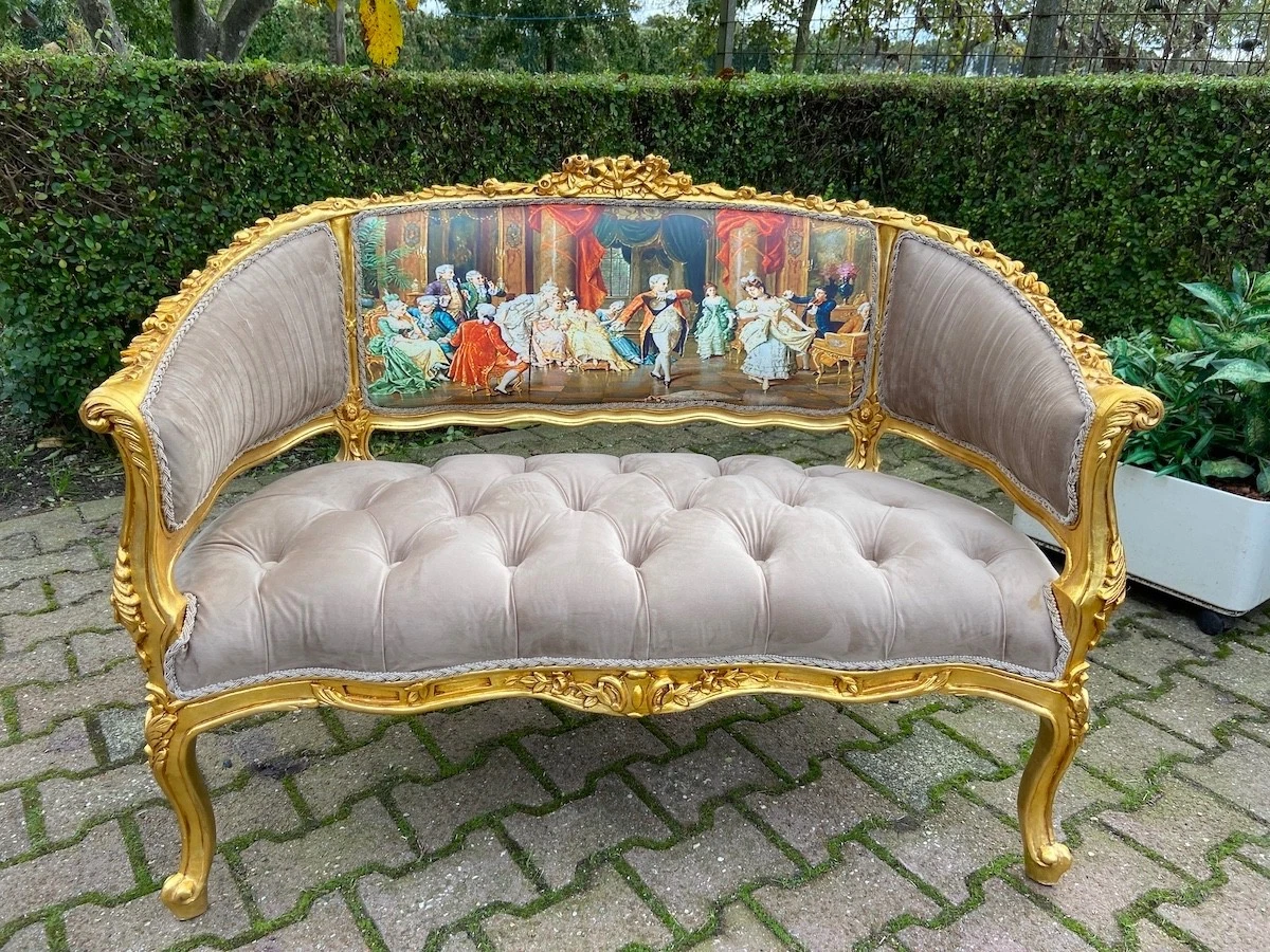 Sofa settee French Louis XVI Gold Beech Velvet Silk Scene 1960
Opens in a new window or tab