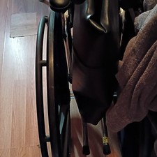 Black Metal Manual Wheelchair with Wheel Locks for Indoor Adult Use