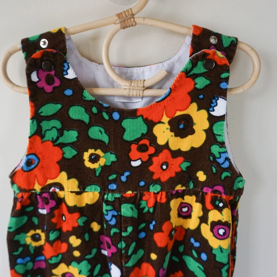 Mameluco de otoño con estampado floral de pana Rugged Bear Y2K marrón naranja bebé talla 24 meses Foto 2 de 4