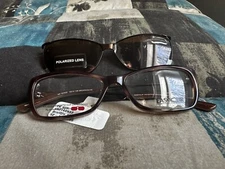 Easyclip eyeglasses frames With Clip On shades tk 925 tk925 brown olive