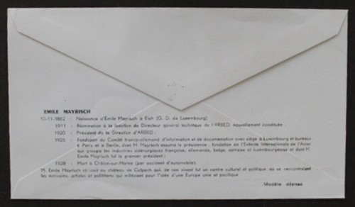 SC15 FRANCE 1963 FDC Celebrities of the EEC Emile Mayrisch - Picture 2 of 2