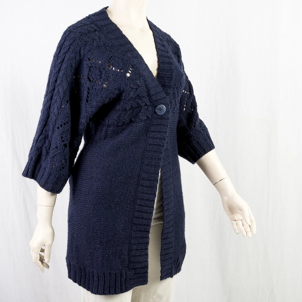 Lagenlook Kimono Boho VTG Soft Wool Big Button Valerie Bertinelli Women M - Image 3 of 4