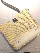 Vintage 90's Y2k Fiorelli Cop Copine Style Yellow White Shoulder Bag Handbag