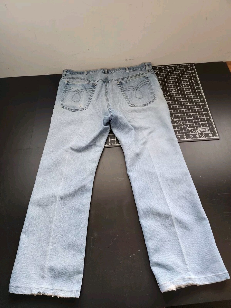 Vintage Light Wash Denim Jeans Distressed Stained Damaged